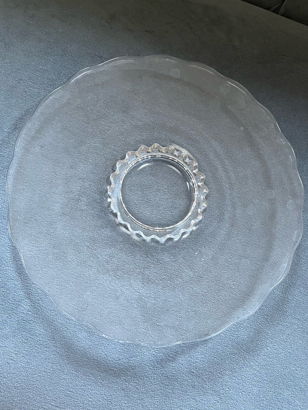 Clear Scalloped Glass Serving Plate